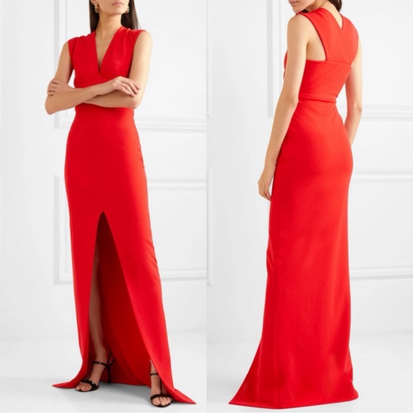 NEW Solace London Ziva Red Crepe Gown - Picture 1 of 9